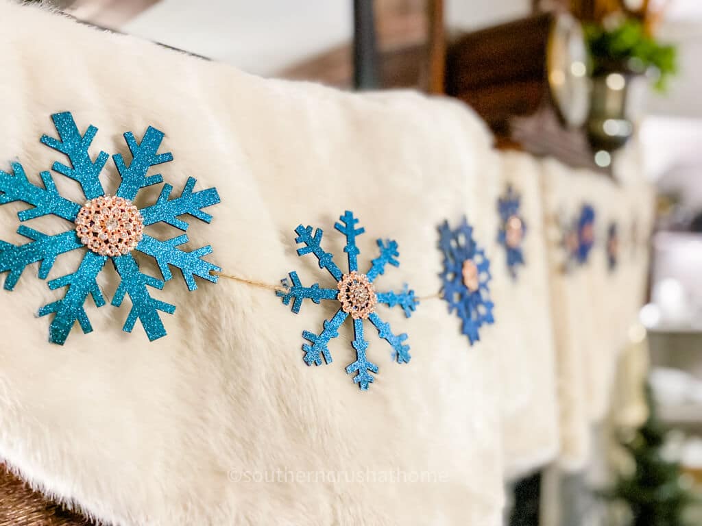 snowflake garland on fur