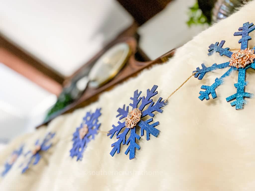 upward view of snowflake garland