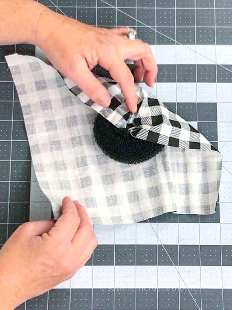 wrapping hair donut with fabric