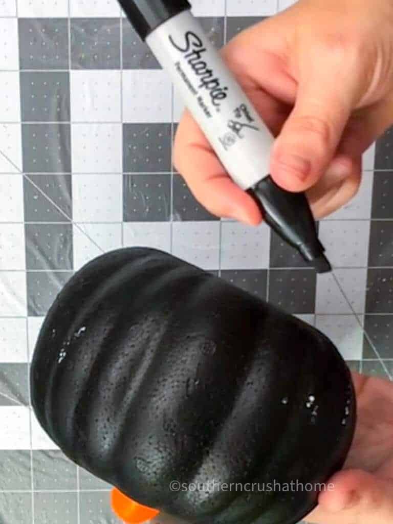 using sharpie on styrofoam pumpkin
