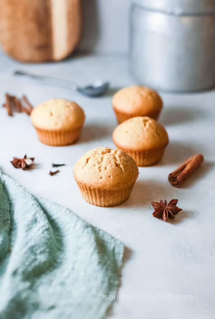 four mini pumpkin muffins