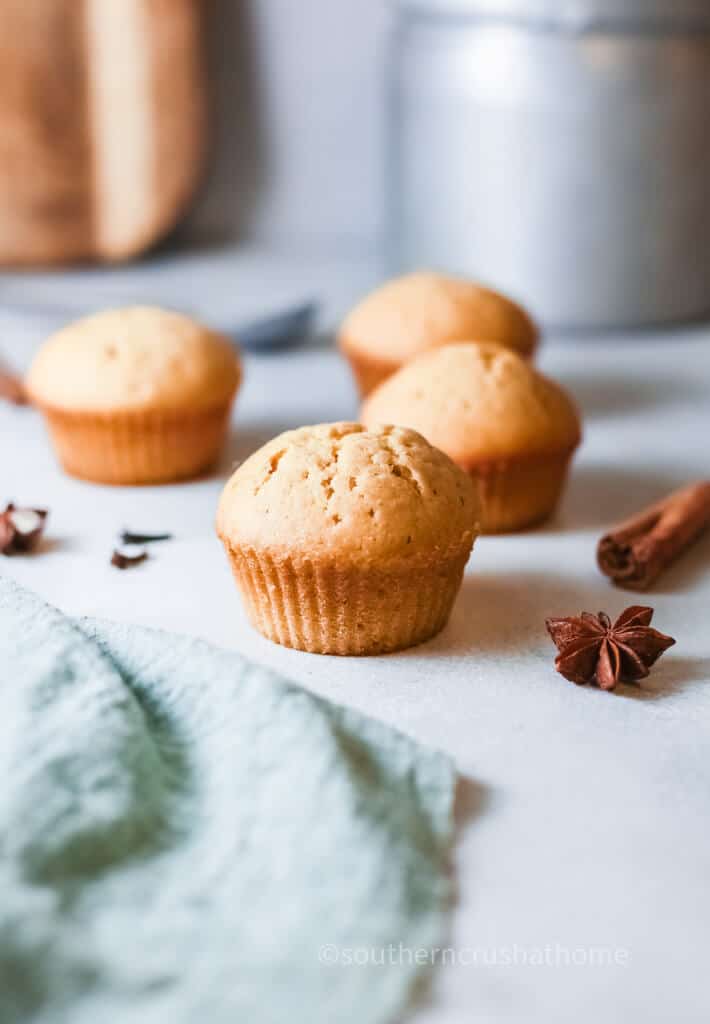 tabletop view of pumpkin muffins