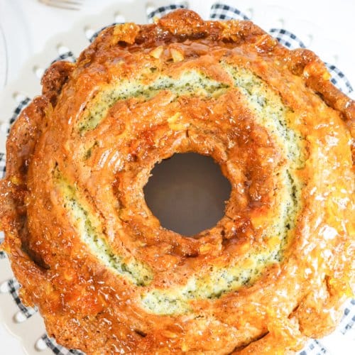 top view of poppy seed cake