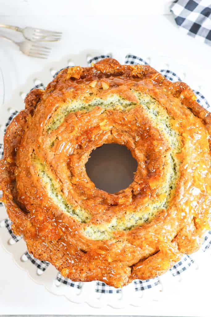 top view of poppy seed cake