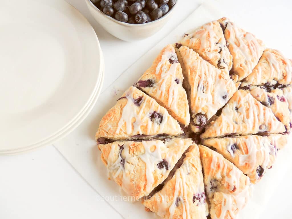 sliced view of blueberry scones