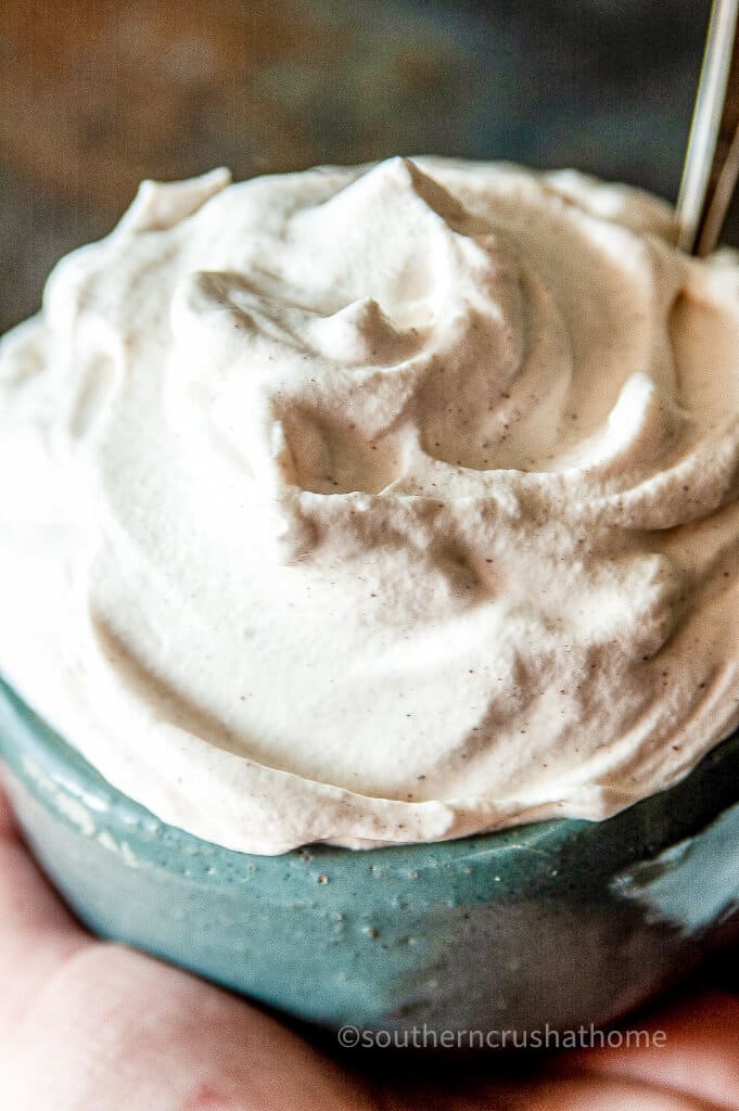 soft peaks of cinnamon whipped cream