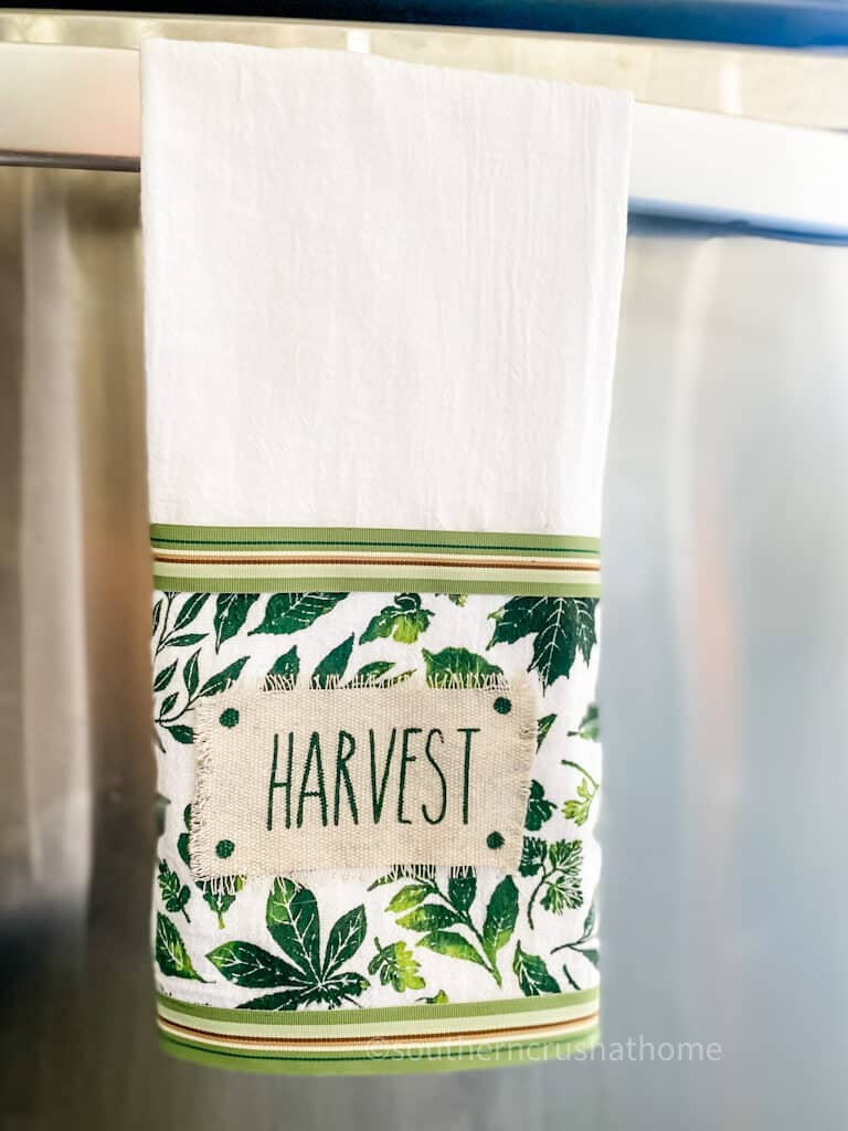 harvest flour sack towel hanging