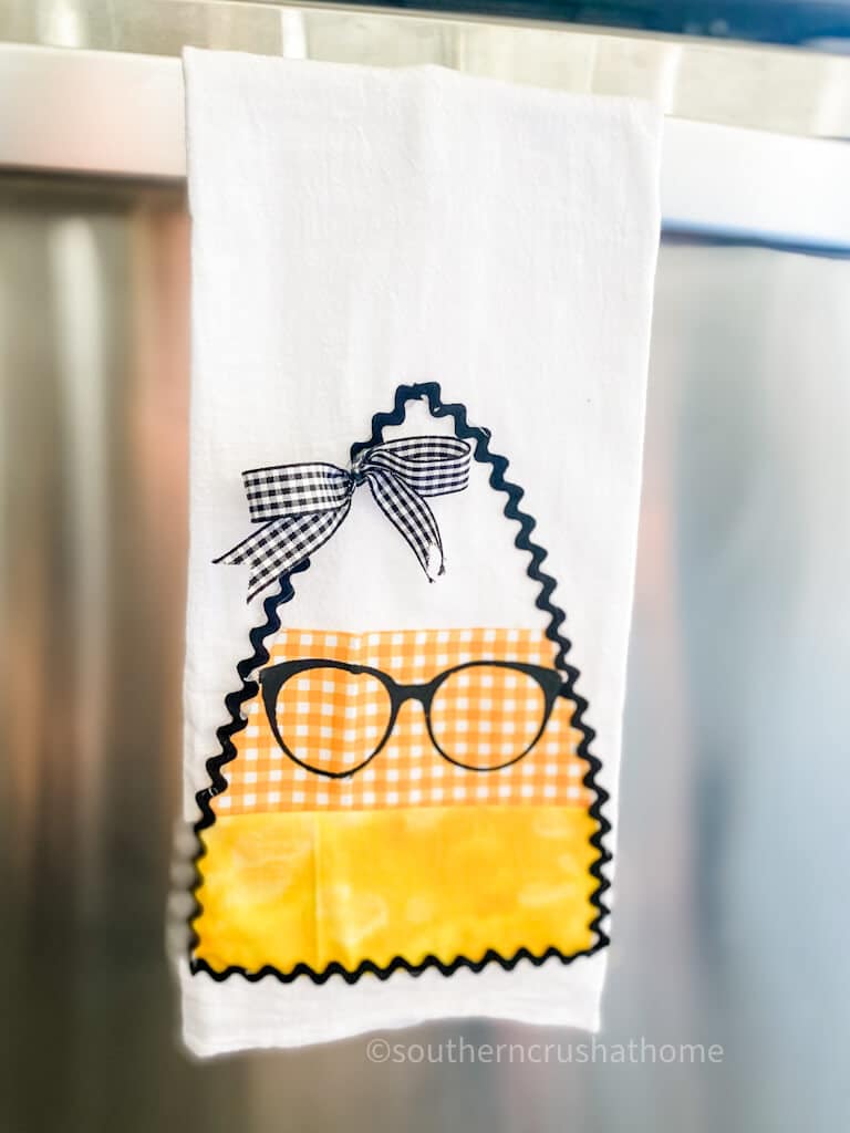 styled candy corn flour sack towel