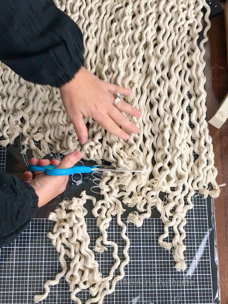 trimming macrame edges