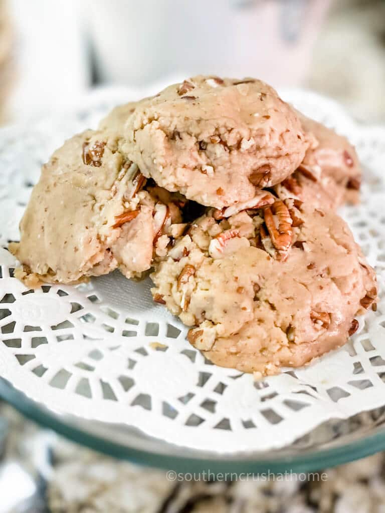 pralines stacked on doily