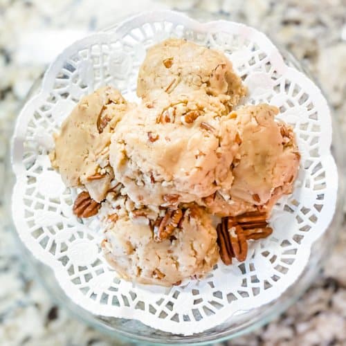 overhead view of praline pecans