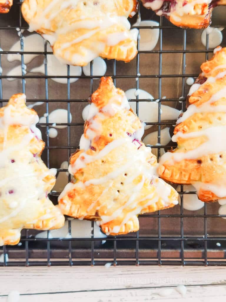 close up of glaze on hand pies