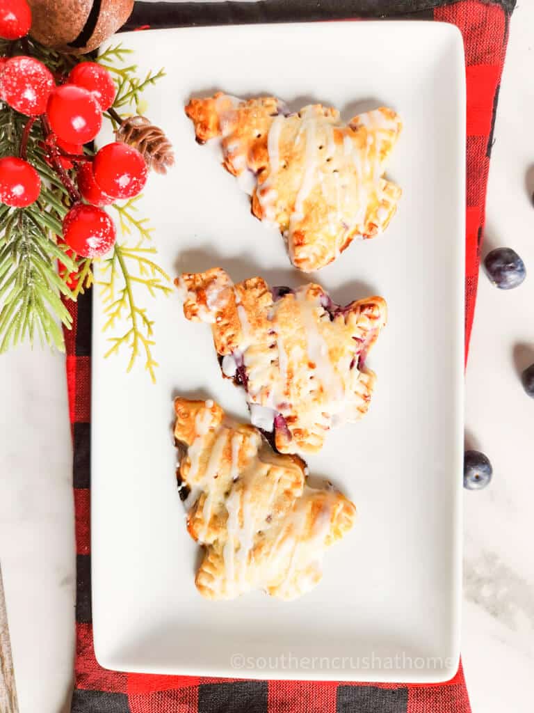 three christmas tree hand pies