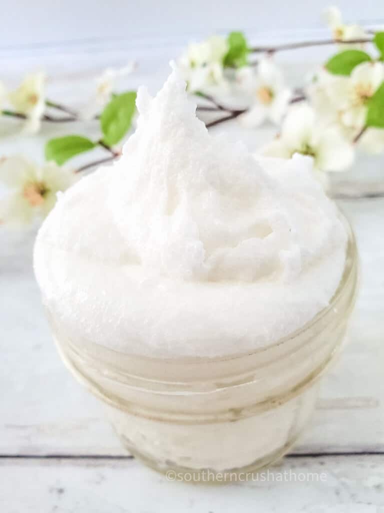 shot of whipped sugar scrub