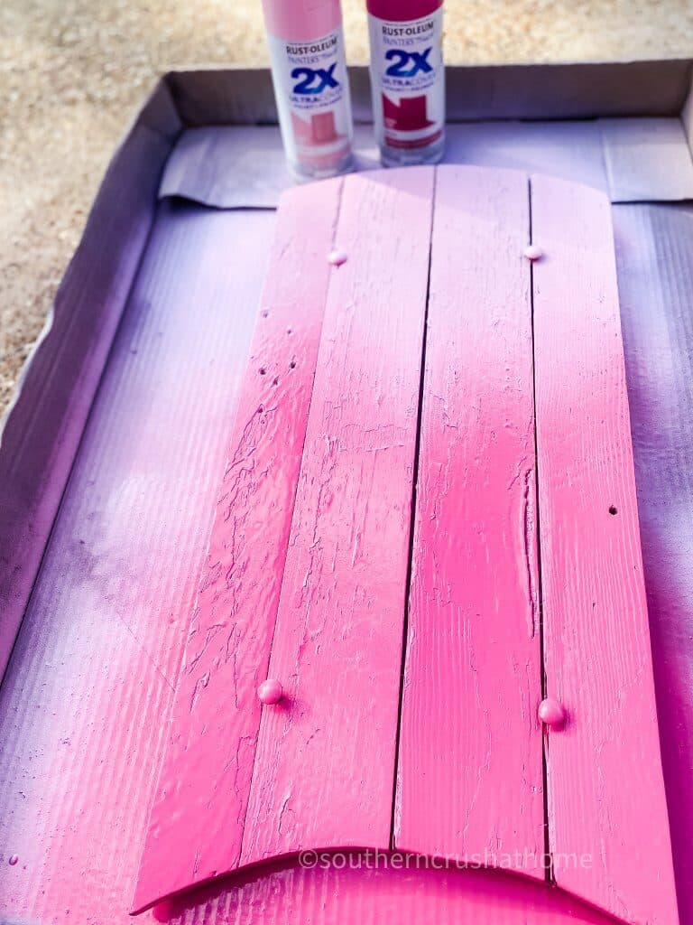 pink ombre painted sled top