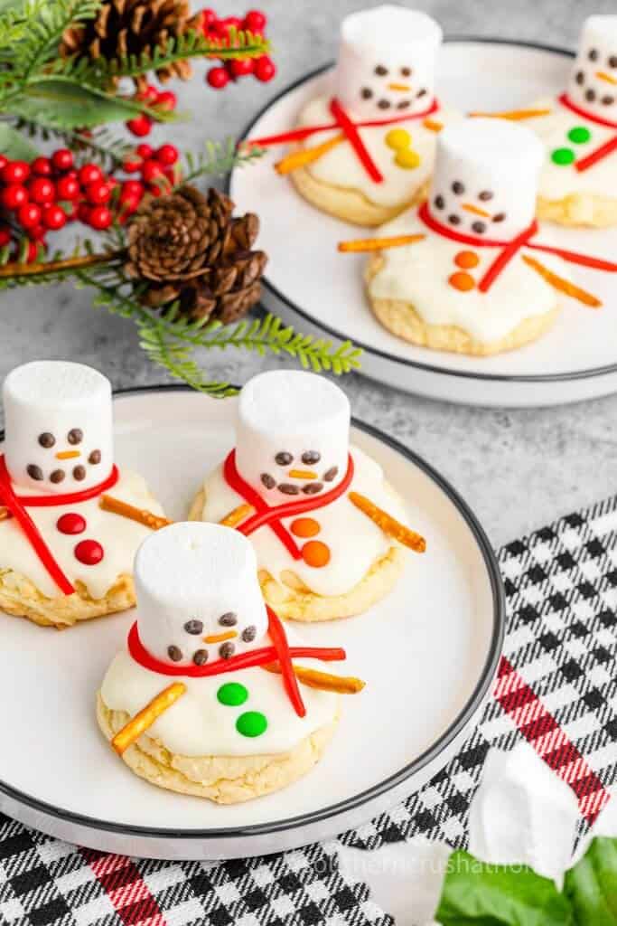 Melted Snowman Cookies on a plate
