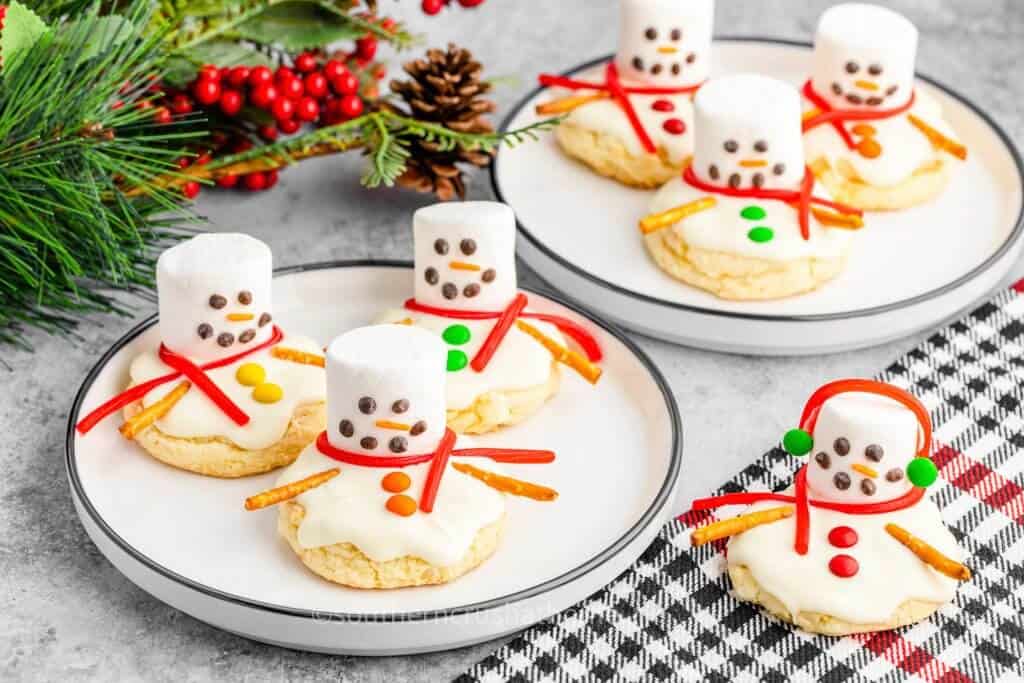 display of Melted Snowman Cookies