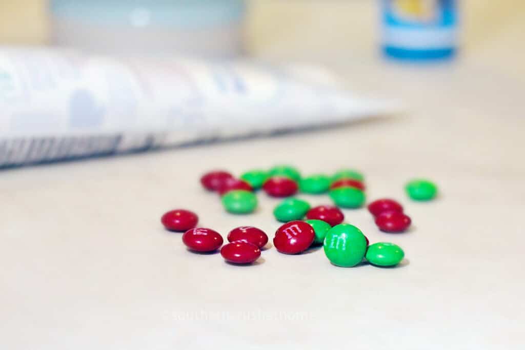 red and green m&m's
