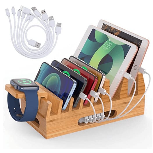tech device bamboo holder charger