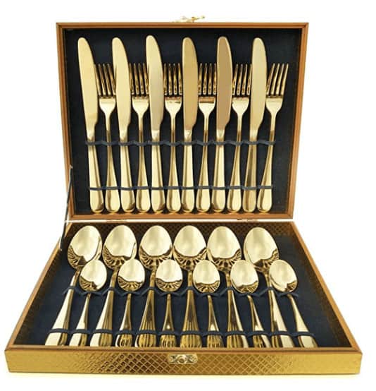 gold plated silverware set