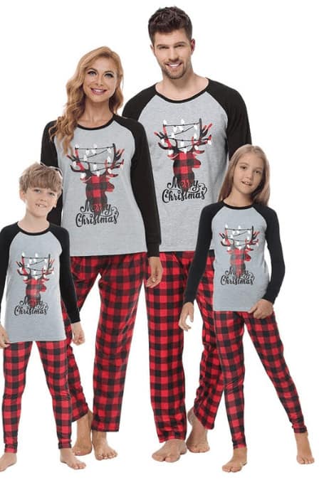 reindeer silhouette matching pajamas