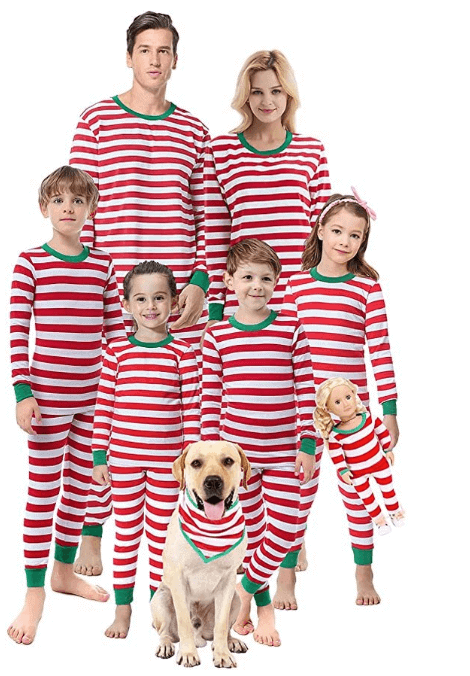 red and white striped matching pjs