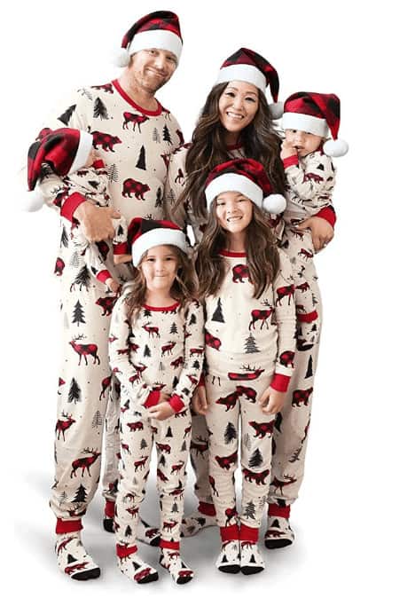 plaid animal christmas pjs matching