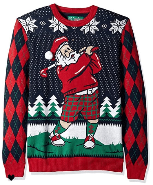 golfing santa ugly sweater