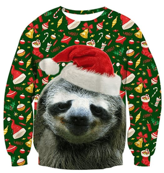 sloth ugly christmas sweater