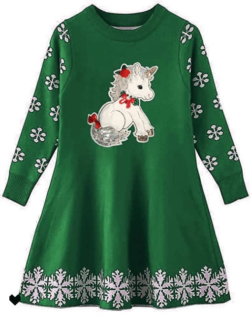 unicorn chirstmas sweater dress