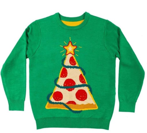 pizza christmas tree ugly christmas sweater