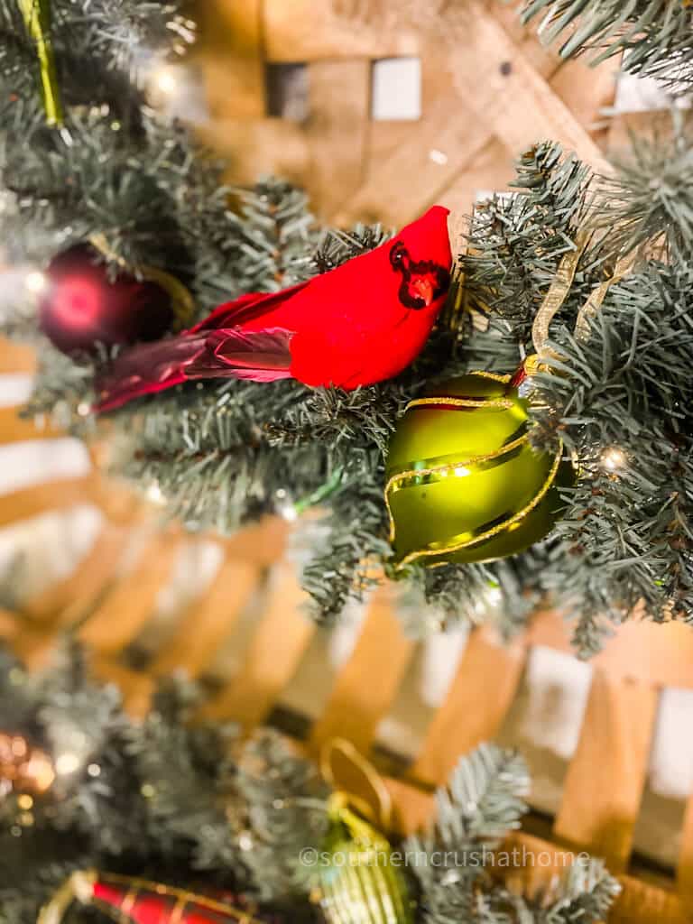 red bird on a wreath