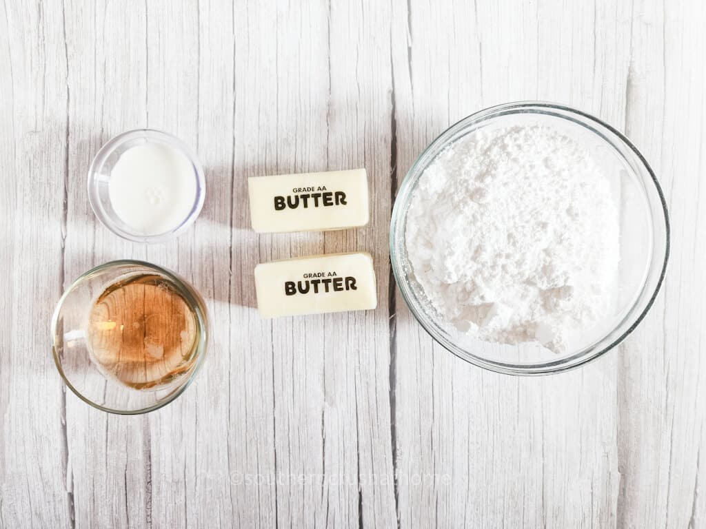 buttercream frosting ingredients with champagne