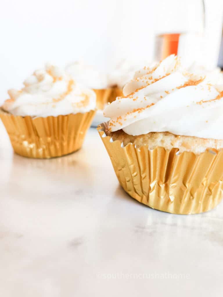 up close champagne cupcakes