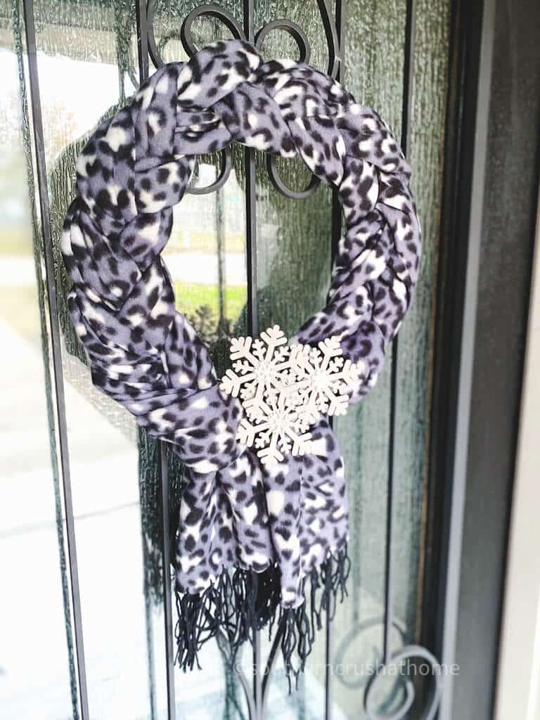 front view of braided scarf wreath