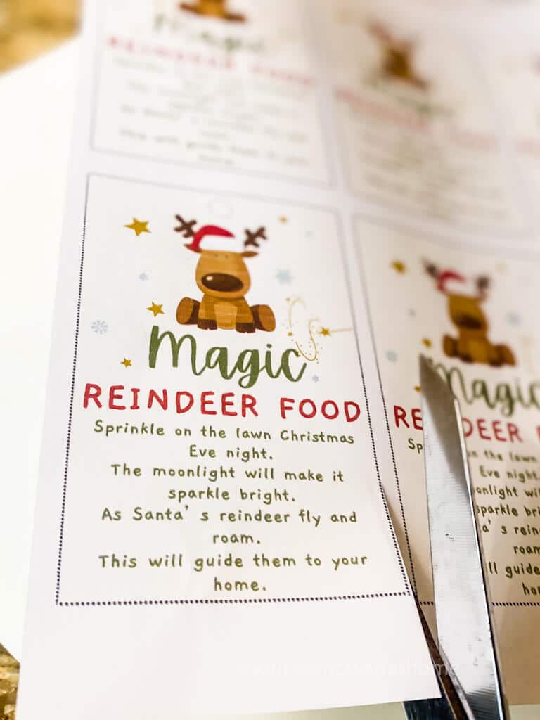 cutting out reindeer food label