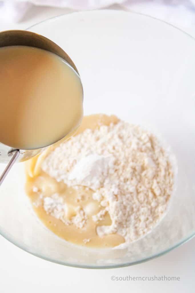 combining ingredients for pancake batter