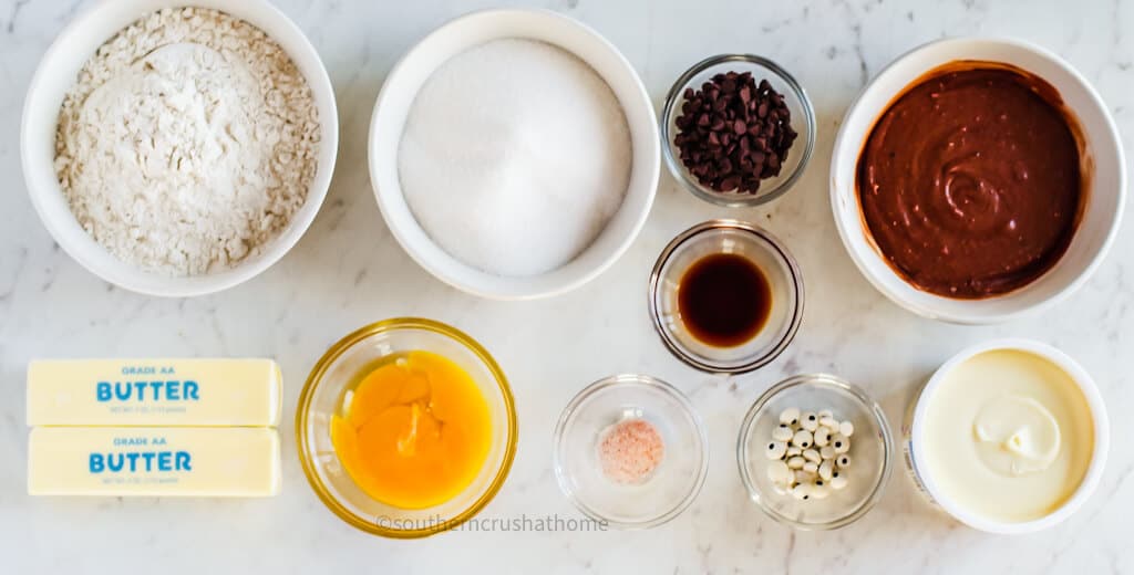 ingredients for heart shaped valentines cookies