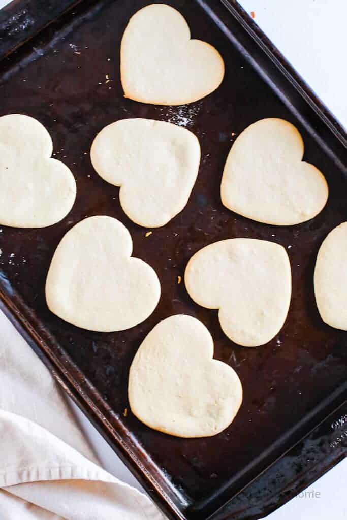 baked heart shaped valentines cookies