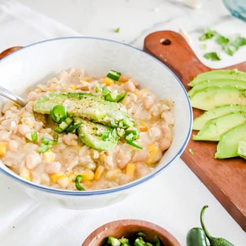 white chicken chili in a bowl