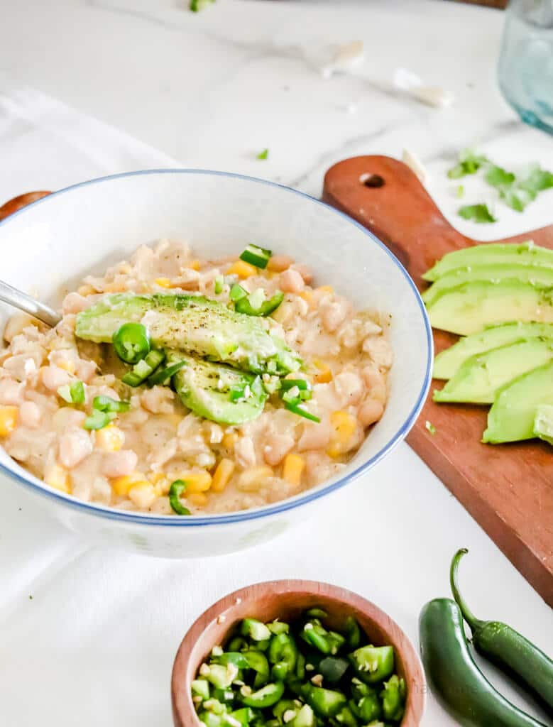 white chicken chili in a bowl