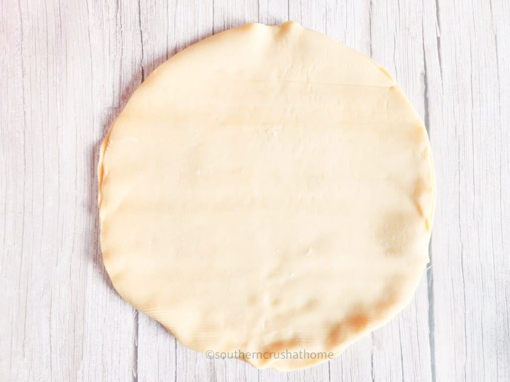 rolled out pie crust dough