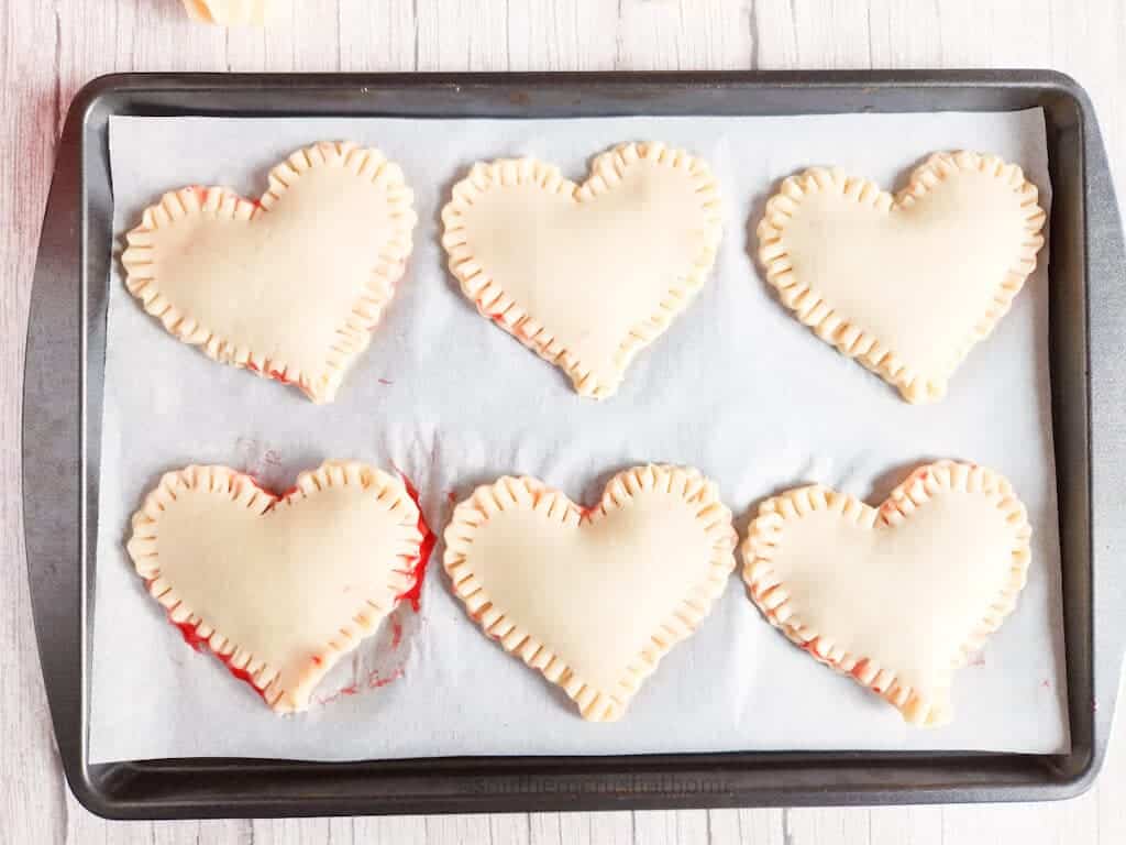 fork marks on heart shaped pie crust