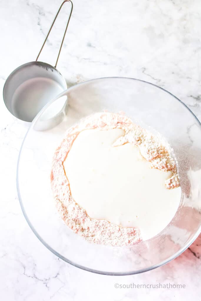 adding buttermilk to dry ingredients