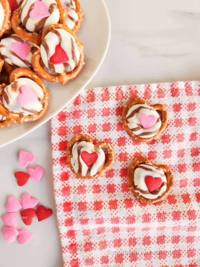 valentines treats on pink buffalo check napkin