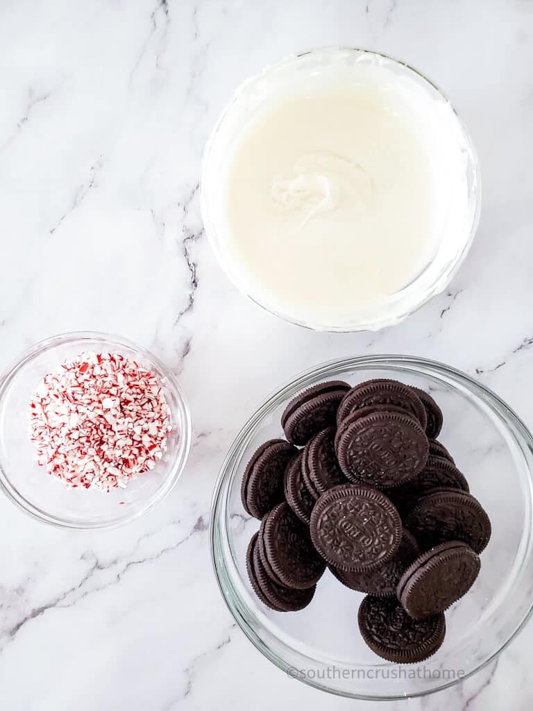 ingredients for white chocolate covered oreos