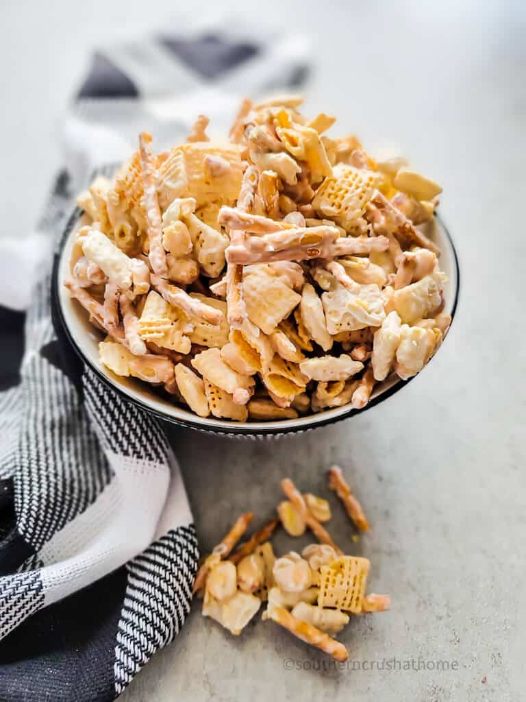 close up bowl of white trash