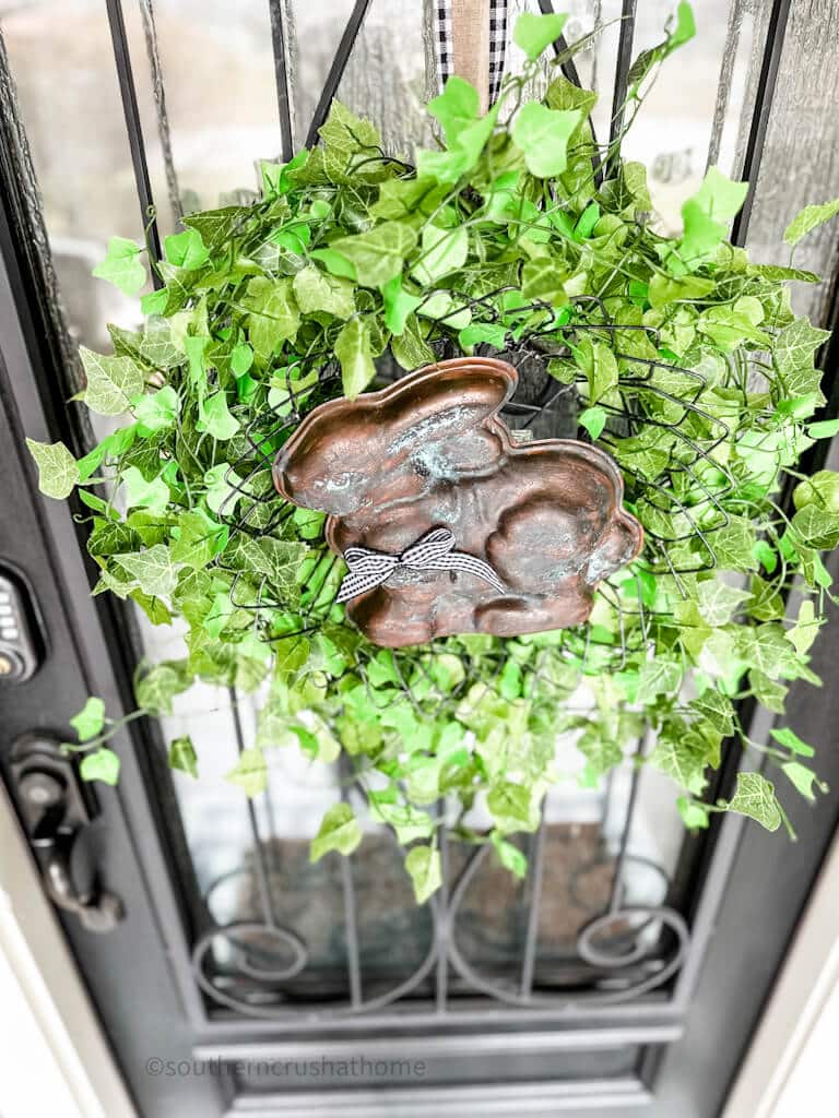 overhead view of easter wreath