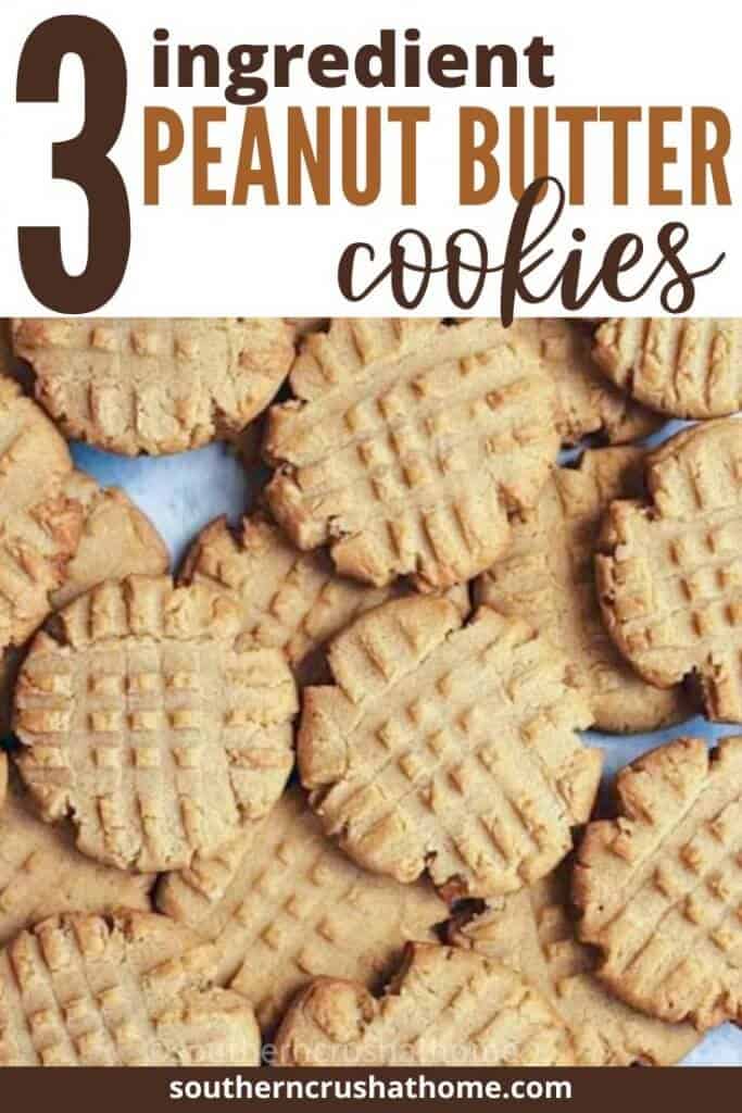 3 Ingredient Homemade Peanut Butter Cookies with No Flour