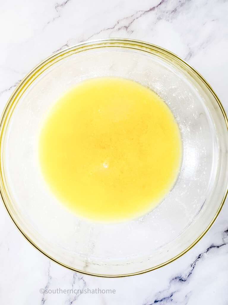 melted butter in a clear bowl